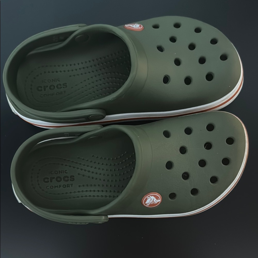 CROCS Kids Comfort Slippers - Dark Green